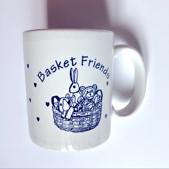 Vintage Coffee Mug Basket Friends Ceramic - Picture 2 of 14